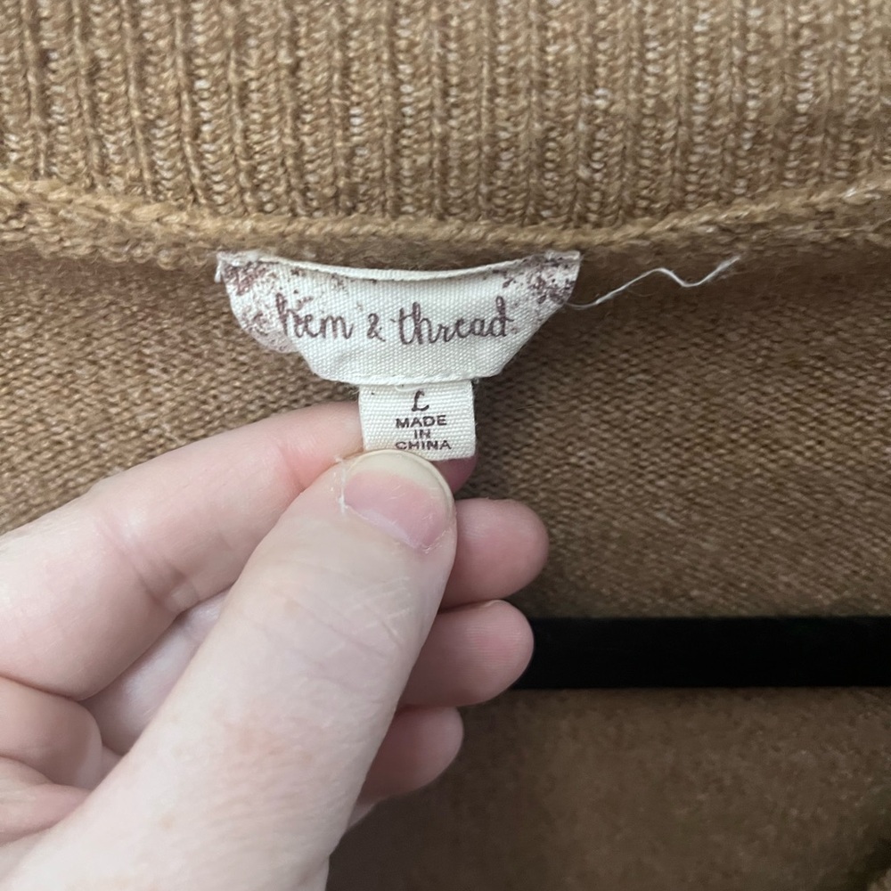 Hem & Thread Tan Knit Sweater - Picture 3 of 5